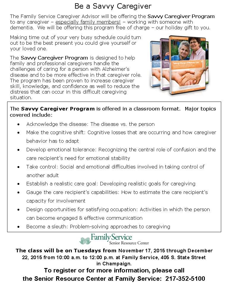 Savvy Caregiver Trainging Champaign
