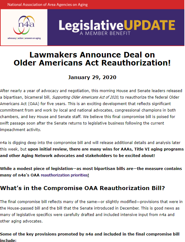 01.29.20 n4a National Association of Area Agencies on Aging