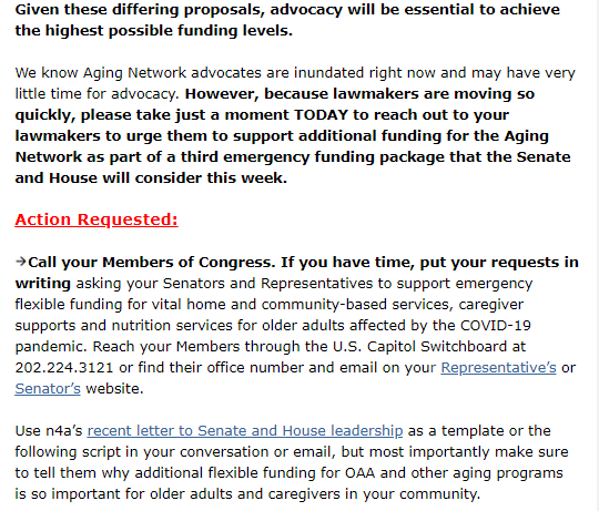 2020 04 01 11 36 12 n4a Advocacy Alert Urge Lawmakers to Support Emergency Funding and Flexibility